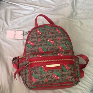 Juicy Couture Cherry Print Backpack - Brown and Red Accents